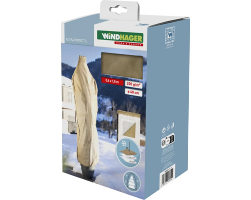 Protection hivernale housse en intissé Windhager ULTRAPROTECT L 0,6 x 1,8 m beige intissé 200 g / mètre carré Housse de protection des plantes Windhager Ultraprotect L dans son emballage