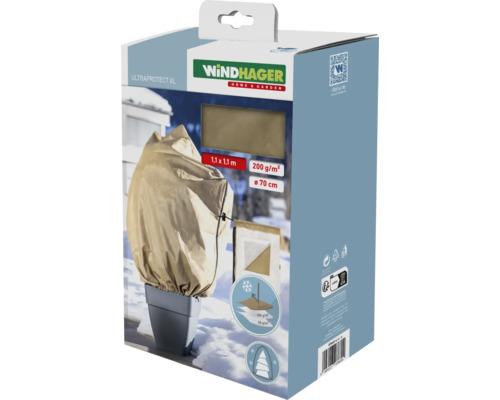 Protection hivernale housse en intissé Windhager ULTRAPROTECT L 1,1 x 1,1 m beige intissé 200 g / mètre carré Housse pour plante Windhager Ultraprotect XL dans son emballage