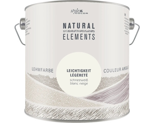 StyleColor NATURAL ELEMENTS Lehmfarbe konservierungsmittelfrei Leichtigkeit cremeweiss 2,5 l