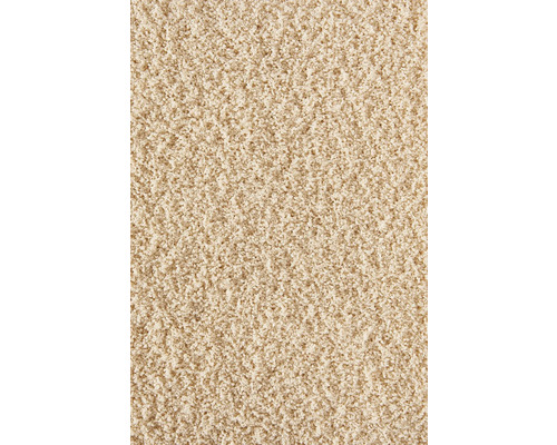 Spannteppich Shaggy Softness beige FB33 400 cm breit (Meterware) Nahaufnahme eines beigen Teppichs.