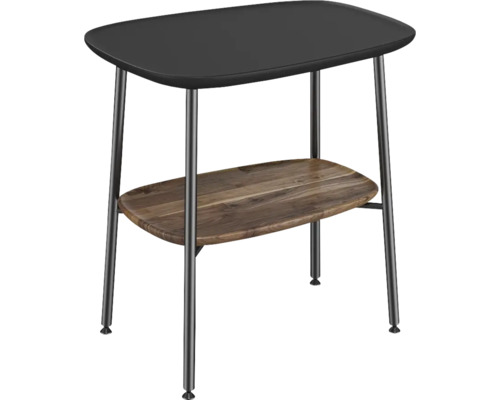 Table d''appoint avec étagère en bois et pieds en métal