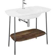 Vasque avec étagère en bois et cadre chromé pour la salle de bain
