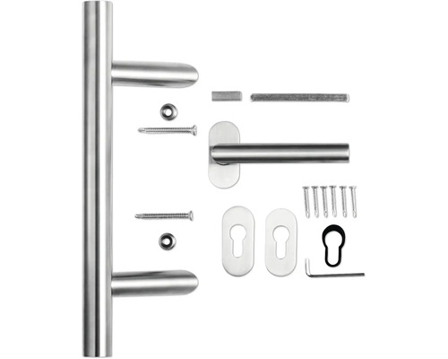 Set de garniture de porte avec béquille et matériel de fixation