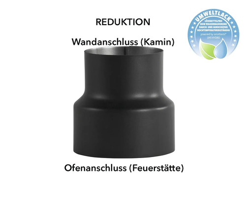 Réduction pour tuyau de poêle Bertrams Ø 150-120 mm senotherm UHT-Hydro noir Réduction de tuyau de cheminée pour raccord mural et raccord de four