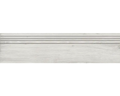 Carrelage de marches en grès cérame fin Count moon 29.5x120 cm Marche d''escalier en bois avec trois rainures