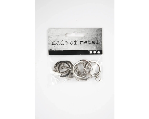 Schlüsselanhänger mit Kette, silber, Ø 2.3 cm, 5 Stk. Packung mit mehreren Metallringen zum Basteln