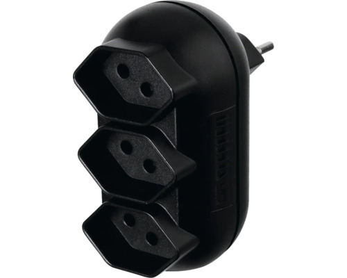 Mehrfachstecker STRONG 3xT13 schwarz Dreifachsteckdosenadapter für den Einsatz in Innenräumen