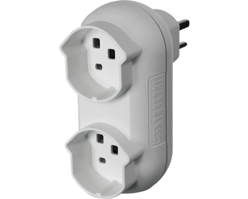 Mehrfachstecker STRONG 2xT25 weiss Steckdosenadapter mit zwei Steckdosenplätzen