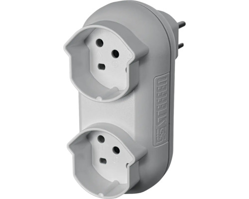 Mehrfachstecker STRONG 2xT15 weiss Steckdosenadapter mit zwei Steckplätzen