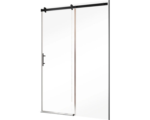 Glastür Schiebetür mit schwarzen Beschlägen