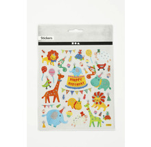 Aufkleber mit Tiermotiven und Geburtstagstorte