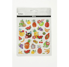 Verpackung mit Aufklebern mit Fruchtmotiven