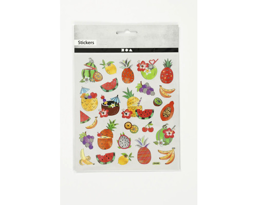 Sticker selbstklebend, exotische Früchten, 15x16.5 cm Verpackung mit Aufklebern mit Fruchtmotiven