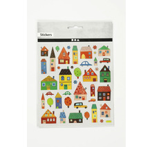 Aufkleberbogen mit Häusern und Autos
