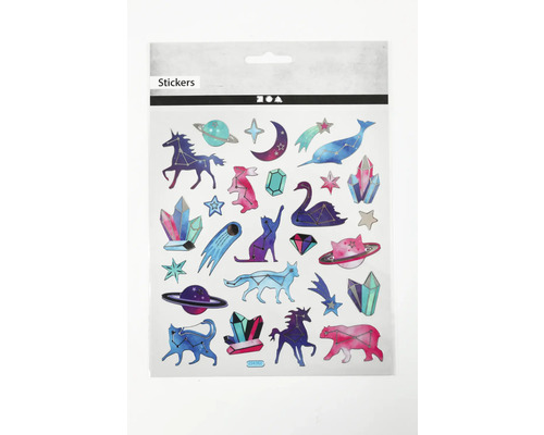 Sticker selbstklebend, Sternzeichen-Tiere, 15x16.5 cm Aufkleberbogen mit verschiedenen Motiven wie Sternen, Planeten und Tieren