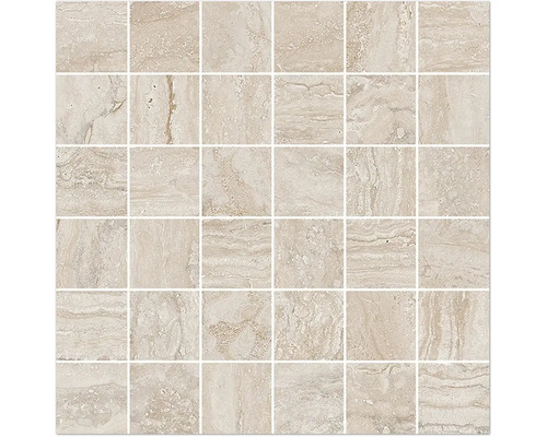 Mosaïque en grès cérame fin Palatino natural 30x30x0.9 cm Mosaïque en travertin