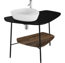 Meuble-lavabo avec vasque à poser, robinet, plan de dépose et étagère