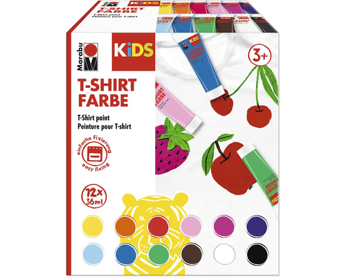 Marabu Kids T-Shirt Farbe Set mit zwölf Farben und Malvorlagen
