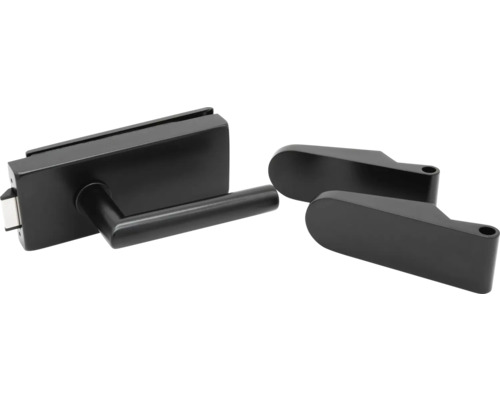 Serrure de porte en verre avec poignée et cache