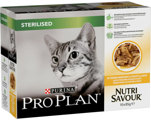 Purina Pro Plan Nutri Savour nourriture pour chats stérilisés, 10 fois 85 grammes