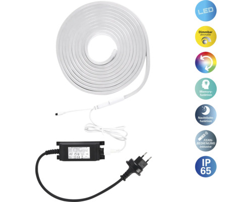 LED Streifen Lichtschlauch 5 m 100 lm RGB IP68 LED Lichtschlauch mit Dimmfunktion, Speicherfunktion, Nachtlichtfunktion und Fernbedienung