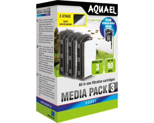 Aquael Media Pack 3 Hobby pour filtre intérieur Versa Max Mini