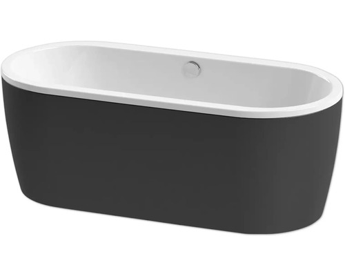 Freistehende Badewanne form&style SANSIBAR 75 x 160 cm weiss schwarz glänzend