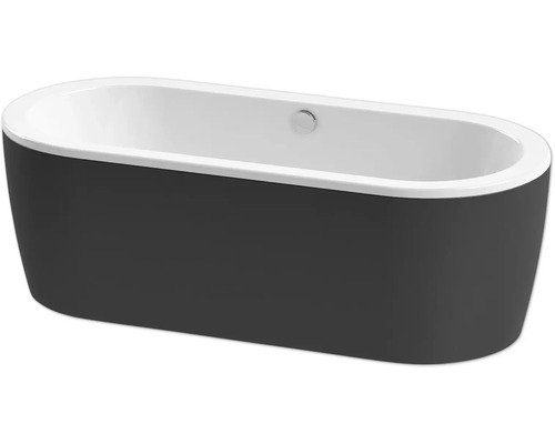 Freistehende Badewanne form&style SANSIBAR 80 x 180 cm weiss schwarz glänzend
