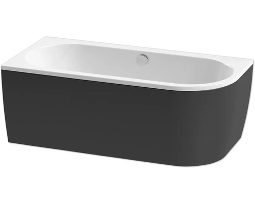 Badewanne form&style SANSIBAR 75 x 160 cm rechts weiss/schwarz glänzend
