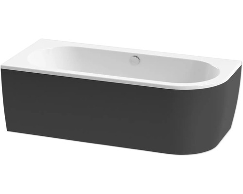 Badewanne form&style SANSIBAR 80 x 180 cm rechts weiss/schwarz glänzend