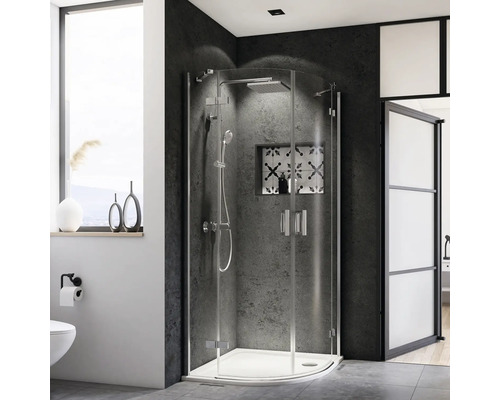 Douche ronde avec porte pivotante Breuer Panorama R550 80x80 cm verre transparent couleur de profilé chrome