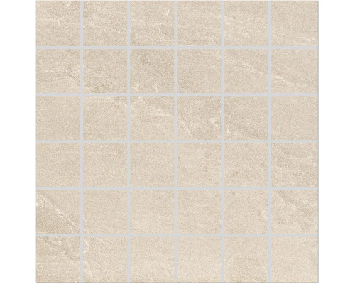 Feinsteinzeugmosaik Meran creme BxLxS 29.7x29.7x0.6 cm Mosaikfliese mit quadratischen Steinen