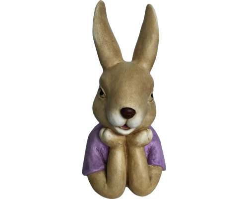 Lafiora Figurine décorative Lapin assis H 35 cm brun lila