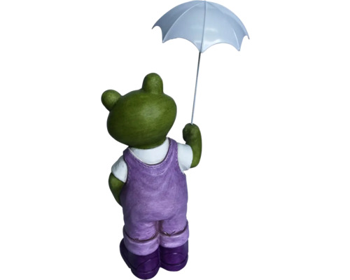 Gartenfigur Frosch mit Regenschirm von hinten