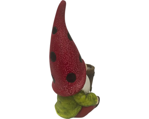 Nain de jardin avec chapeau champignon et seau