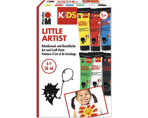 Marabu Little Artist Kunst- und Bastelfarbe, Set mit sechs Tuben