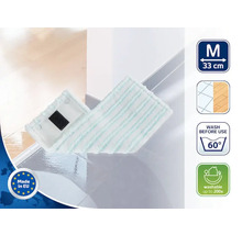 Housse de vadrouille de taille moyenne, 33 centimètres. Lavable jusqu''à 60 degrés. Convient à différents types de sols. Lavable jusqu''à 200 fois. Fabriqué dans l''UE.