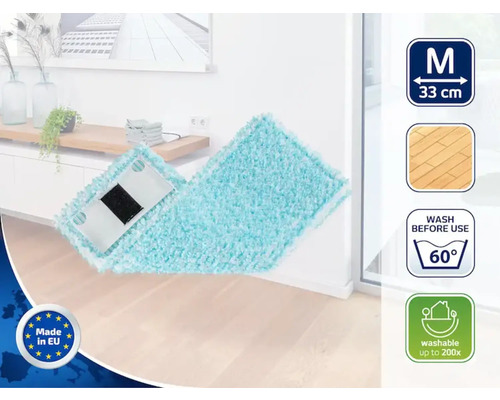 Housse de balai de 33 cm, adaptée au nettoyage des sols en bois, lavable à 60 degrés et réutilisable jusqu''à 200 fois, fabriquée dans l''UE.