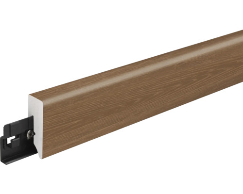 Plinthe avec décor bois et clip de fixation