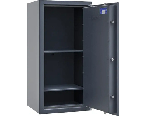 Geöffneter Tresor mit zwei Regalböden