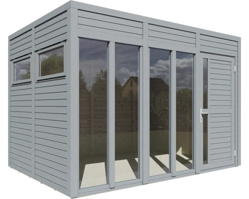 Abri de jardin avec fenêtres et porte