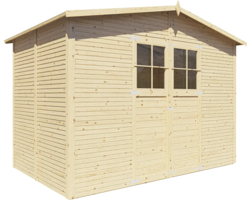Abri de jardin en bois avec double porte et fenêtres