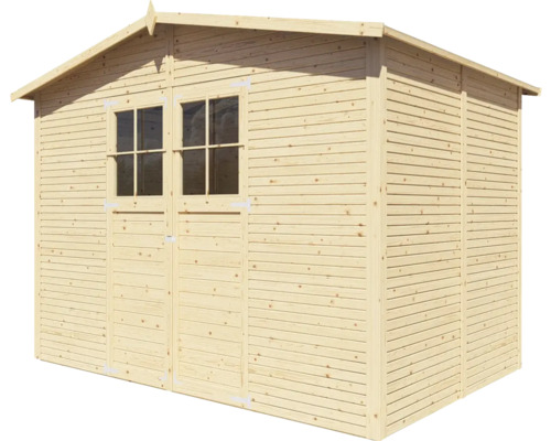 Abri de jardin en bois avec double porte et fenêtres