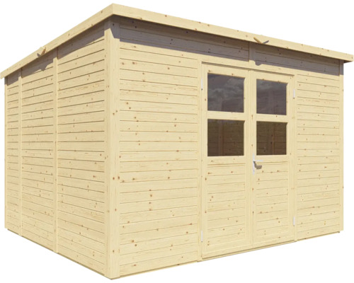Abri de jardin en bois avec double porte et fenêtres
