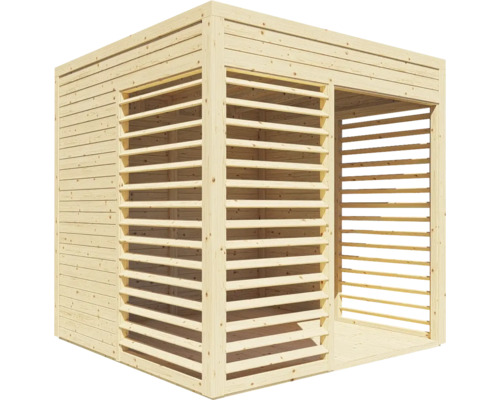 Pavillon de jardin en bois avec murs à lamelles