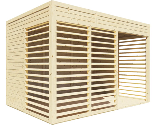 Holz Pavillon mit Lamellenwänden