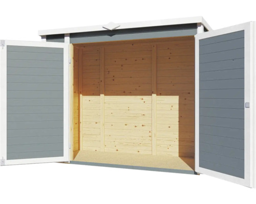 Abri de jardin ouvert en bois avec double porte