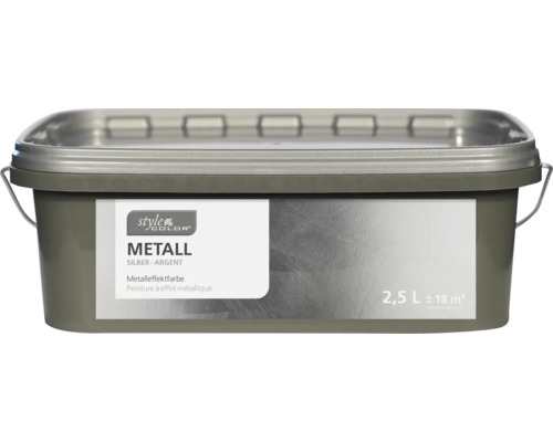Peinture à effet métallique MÉTAL StyleColor argent 2,5 l Seau de peinture à effet métal, contenu 2,5 litres