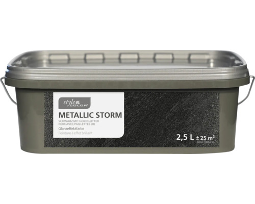 Peinture à effet brillant METALLIC STORM StyleColor noir avec paillettes or 2,5 l