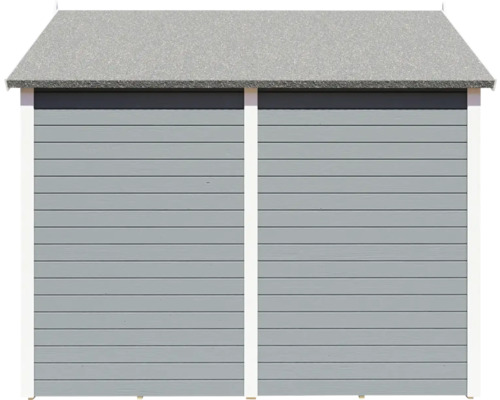 Abri de jardin avec revêtement en bois horizontal et toit à deux pentes